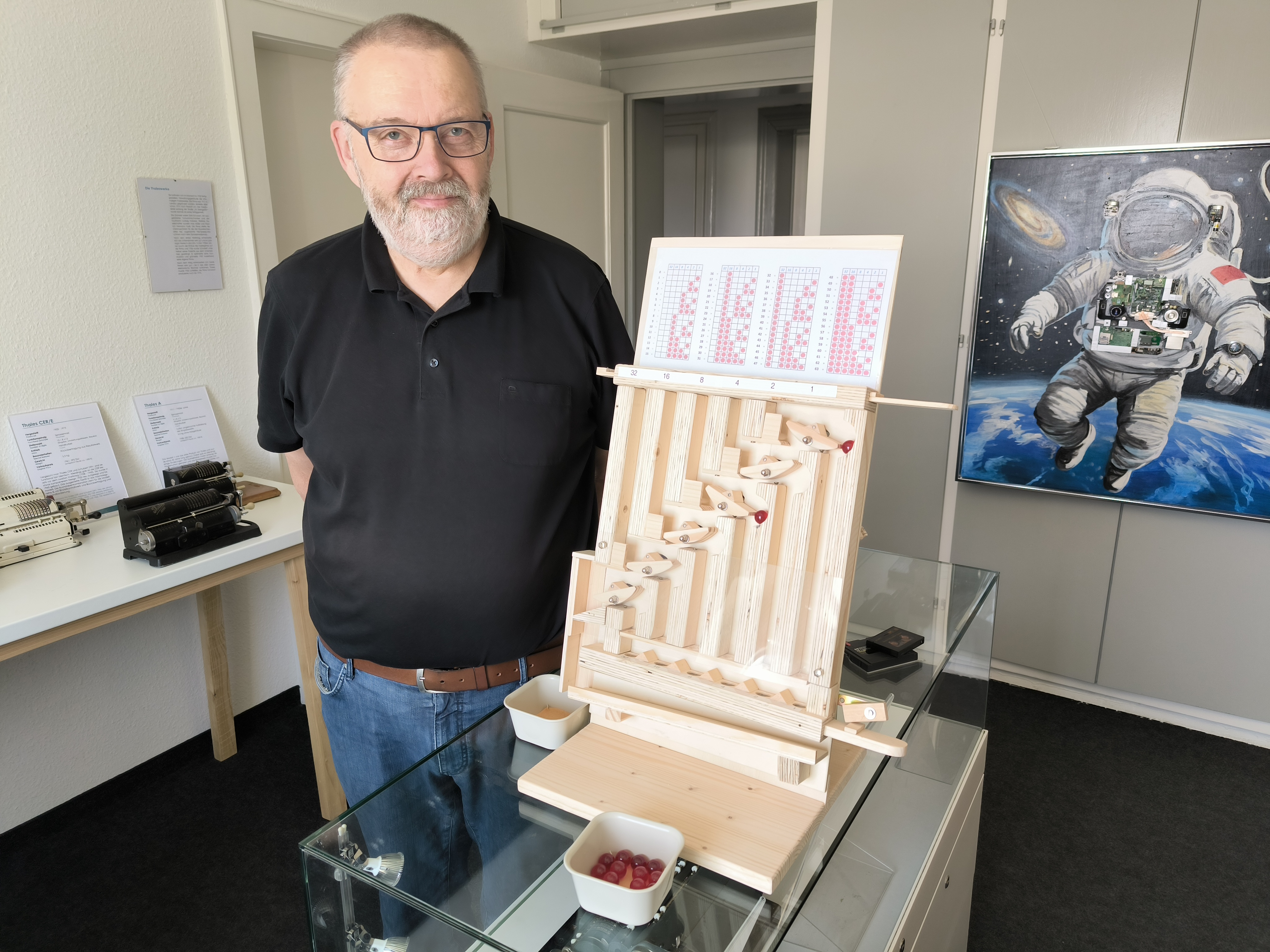 Eigenbau Binärrechner mit Murmeln