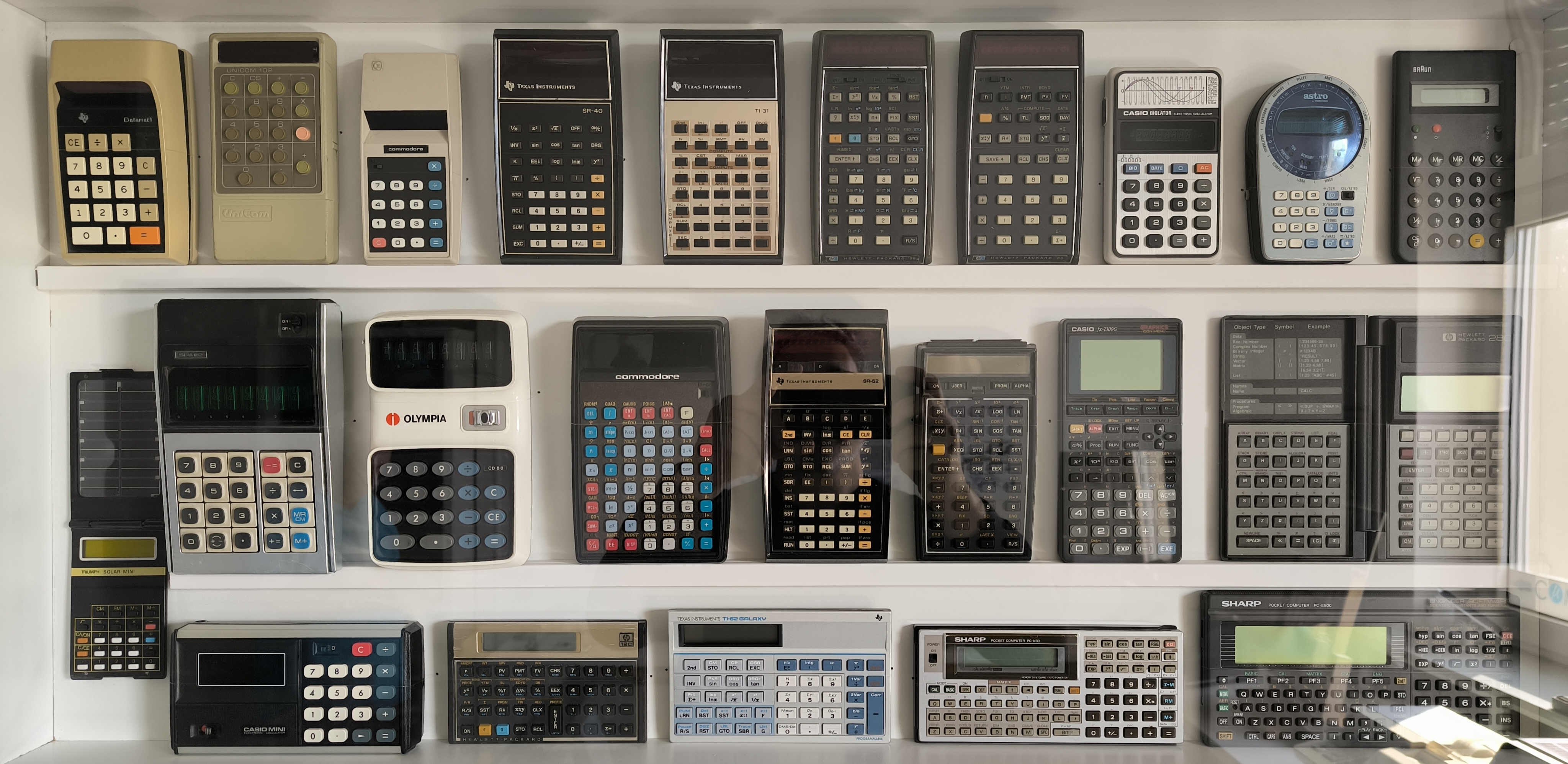 Verschiedene Hängevitrine Taschenrechner